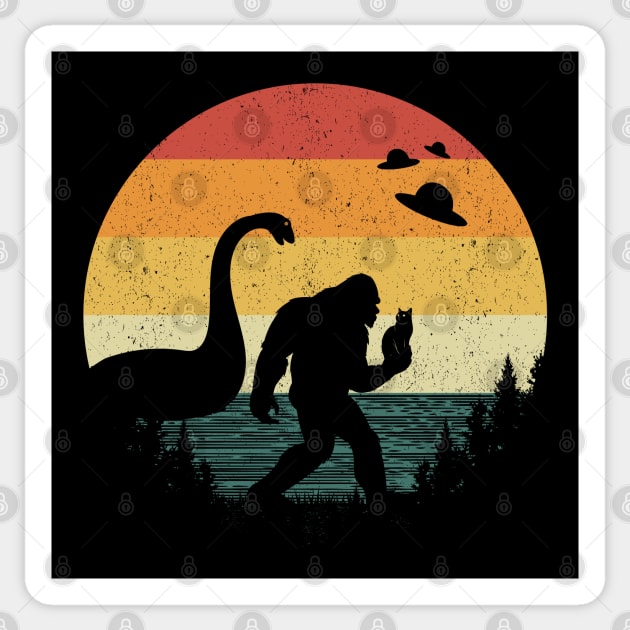 Bigfoot Loch Ness Monster Cat Lover Sticker by Tesszero
